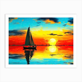 Sunset Colours - Sunset Sailboat Art Print