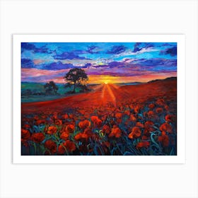 Poppies At Sunset Art Print