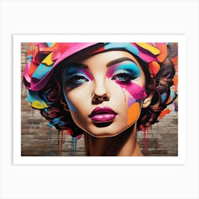 Girl In A Colorful Hat Art Print