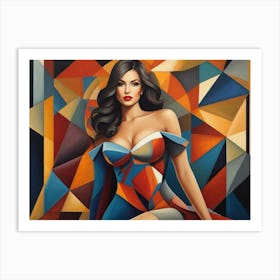 Woman In A Geometric Dress Art Print