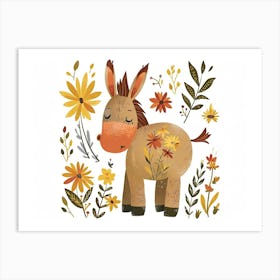 Little Floral Donkey 1 Art Print