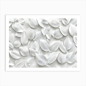 3d Art White Leaves Background 6 Art Print