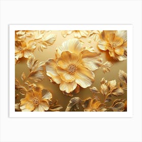 Gold Flowers Painting 2 Art Print