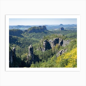 Carolafelsen, view of the Elbe Sandstone Mountains, Saxony Art Print