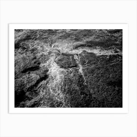 White Sea Foam And Black Rocks Surface Art Print