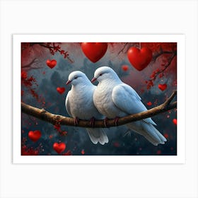 Doves In Love Art Print