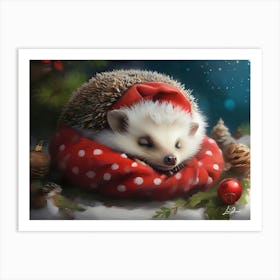 Christmas Cute Hedgehog Art Print