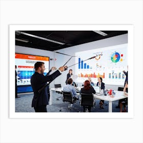 Archery Themed Office Scene Multiple Professionals In Sharp Business Attire Aiming Compound Bows To (6) Art Print