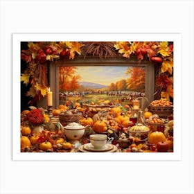 An Upbeat Thanksgiving Promotion Captured In A Spectacle Of Lavish Autumnal Embellishments Surroun (2) Art Print