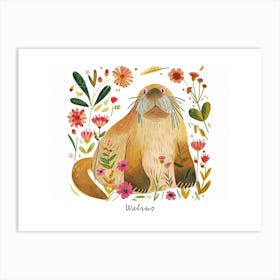 Little Floral Walrus 3 Poster Art Print