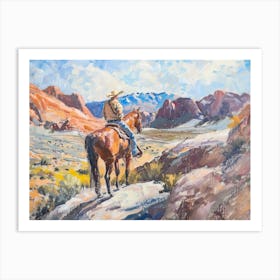 Cowboy In Red Rock Canyon Nevada 4 Art Print