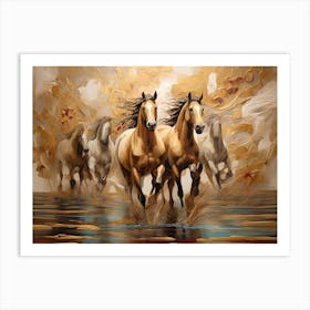 Horses Running In The Water 1 Art Print