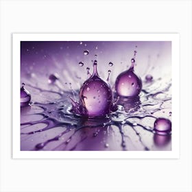 Close Up Of A Purple Water Splash With Droplets Suspended In Mid Air, Creating A Dynamic And Abstract Composition Art Print