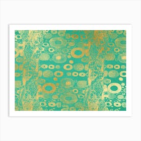 Teal And Gold Art Print