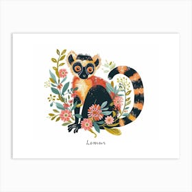 Little Floral Lemur 4 Poster Art Print