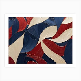 Abstract Image Of A Geometric Pattern Of Red, Blue, And White Curves And Shapes, Resembling Stained Glass Or Abstract Art Art Print