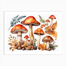 Autumn Mushrooms Art Print