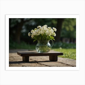 White Flowers In A Vase Art Print