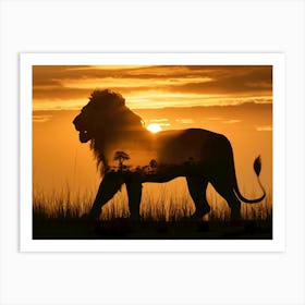 A Lion In Double Exposure Of The Savanne Silhouett 80saflt6s4chzyvtbcjccq Rmfvxmijr2elqlhlnlu2kg Upscaled Art Print