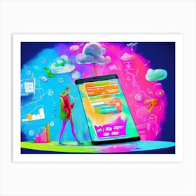 Digital Marketing Future Of Mobile Applications Development In Colorful Dreaming Life Art Print