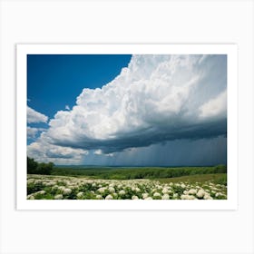 A Vast Landscape View Under A Dramatic Cloudscape Cumulus Clouds Towering Sunlight Battling The Ov (2) Art Print