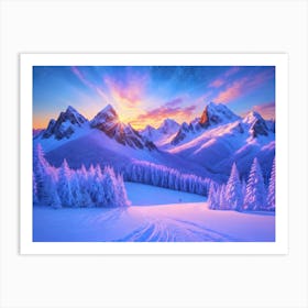 Snowy Mountainscape Art Print