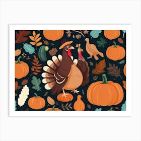 Default Happy Thanksgiving Day Vector Illustration With Turkey 0 Art Print