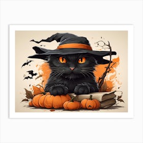 Black Cat Witch2 Art Print