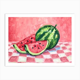 Watermelon Pink Checkerboard 1 Art Print