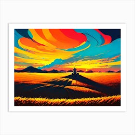 Sunset In The Field 4 Art Print