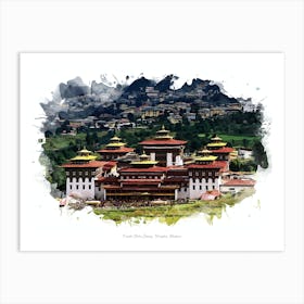 Trashi Chho Dzong, Thimphu, Bhutan Art Print