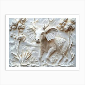 3d Deer Sculpture Art Print