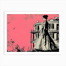 Woman In Front Of A House Art Print