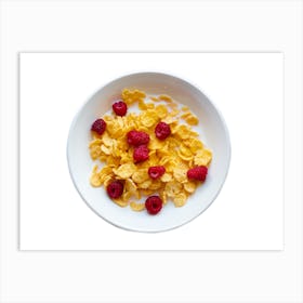 Cereal Bowl With Raspberries Art Print