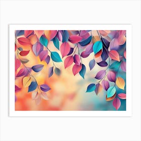 Elegant Colorful With Vibrant Leaves Hanging Branches 2 Art Print