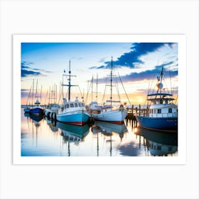 Sunset At The Marina - Ai Art Print