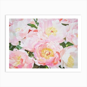 Pink Peonies Painting Art Print