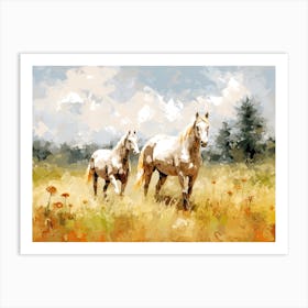 Horses Painting In Tuscany, Italy, Landscape 4 Art Print