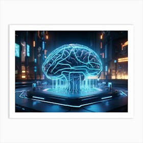 An Intricate Digital Brain Interface Intertwined With A Vast Ai Network Studying The Neural Connec (1) Art Print