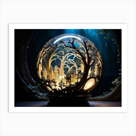 A Glowing Orb Inextricably Linked With The Mystical World Of Fairy Tales Nestled Against A Deeply S Art Print