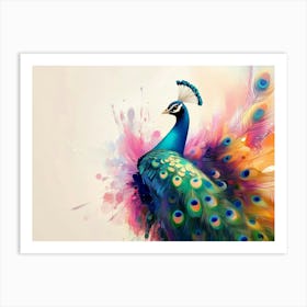 3d Colorful Peacock 1 Art Print