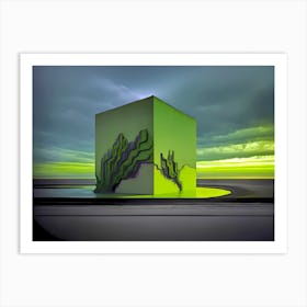 Green Cube Art Print