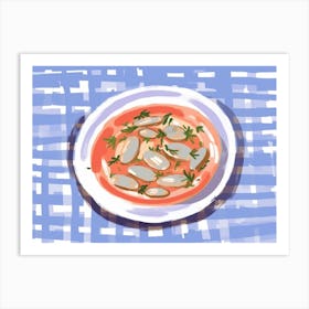 A Plate Of Anchovies, Top View Food Illustration, Landscape 3 Art Print