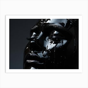 Tear Rolling Down A Cheek Embodying Sweet Dark Sorrow Against A Subtle Background 3d Hyper Reali Art Print