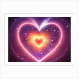 A Colorful Glowing Heart On A Dark Background Horizontal Composition 18 Art Print