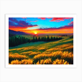 Sunset In The Meadow Art Print