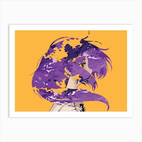 Anime Girl With Purple Hair Art Print