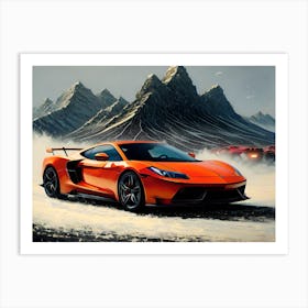 Sports Car In The Snow Art Print