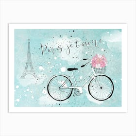 Paris Love Bike Art Print