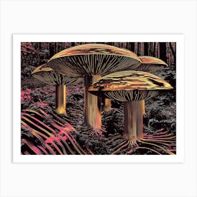 Mushrooms In The Forest 4 Art Print